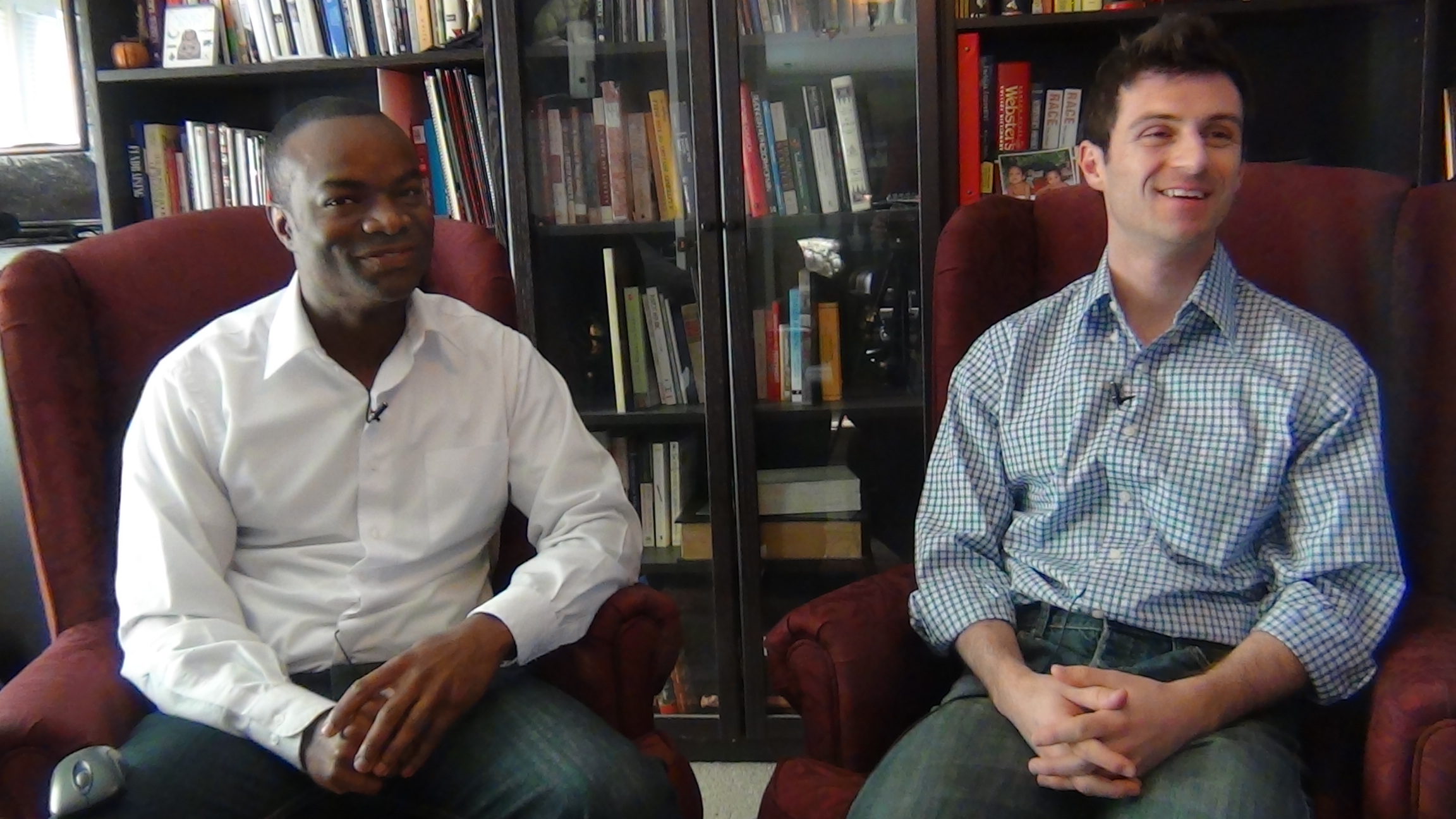 Eric Dobson and Emilio Panasci of Open Communities tape their diversity training DVD