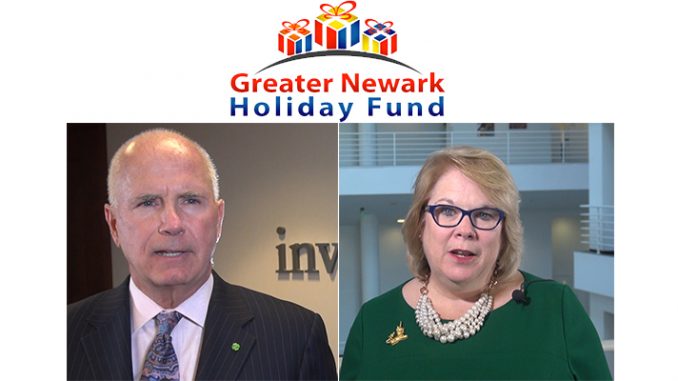 Kevin Cummings, president and CEO, Investors Bank, and Kathleen Boozas, dean of the Seton Hall University Law School, are featured in this year's Greater Newark Holiday Fund public service announcement. It's the third year The Lubetkin Media Companies has produced the video for the Fund.