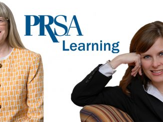 Blythe Campbell, APR, left, and Gini Dietrich, right, are guests in the first two PRSA "Perspectives from Communications Leaders" Podcasts, produced by The Lubetkin Media Companies