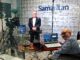 LMC Managing Partner Steve Lubetkin, right, producing live-stream broadcast with Samaritan Healthcare Chief Development Officer Chris Rollins at the Samaritan corporate offices, Mount Laurel, New Jersey, on Feb. 12, 2022.